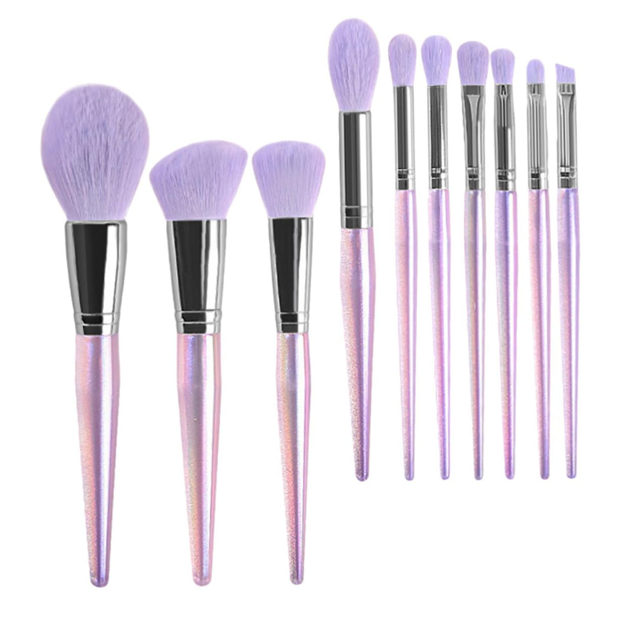 Complete Women'S Makeup Brush Set 10Pcs Amethyst Makeup Brushes for Daily Use Travel and Professional Application