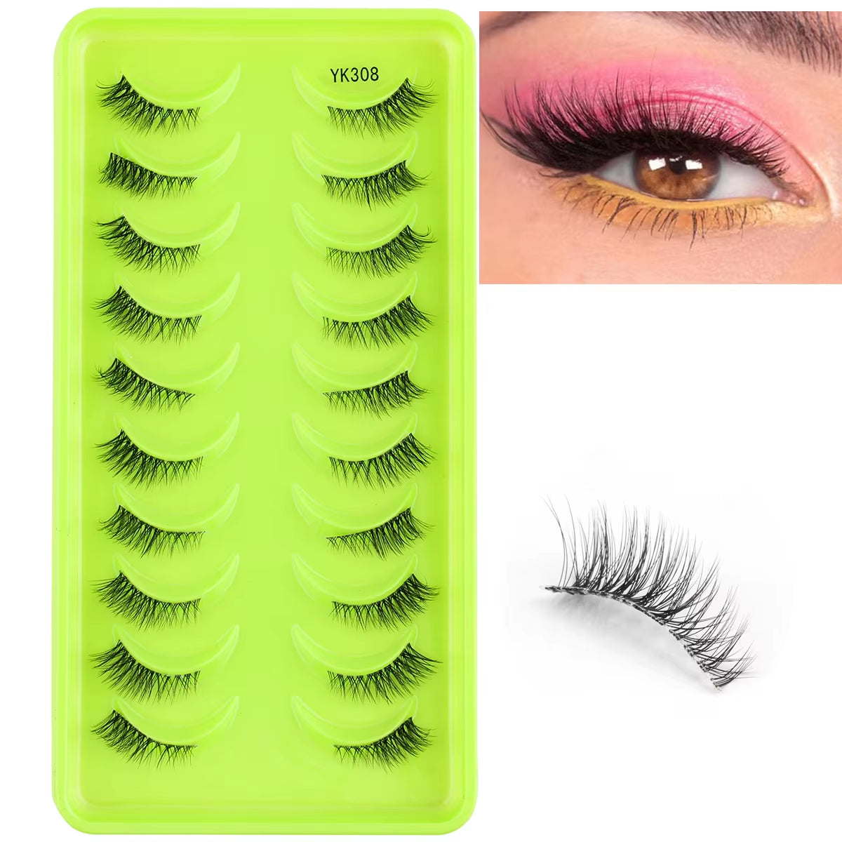 Fox Eye Lashes 3/10 Pairs Lashes 3D Mink Natural False Lashes Soft Cat Eye Lashes Extension Fluffy Lashes Makeup Half Eyelashes