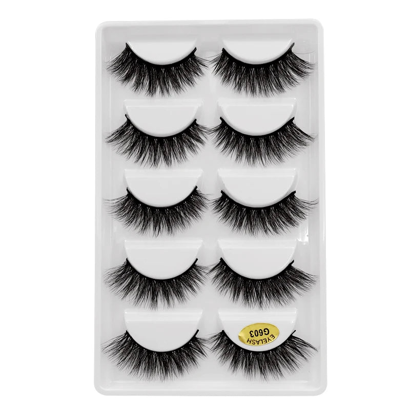 Sexy 5 Pairs Mink Eyelashes 3D Faux Lashes Thick Crisscross Makeup False Eyelash Extension Natural Volume Soft Eye Lashes G800