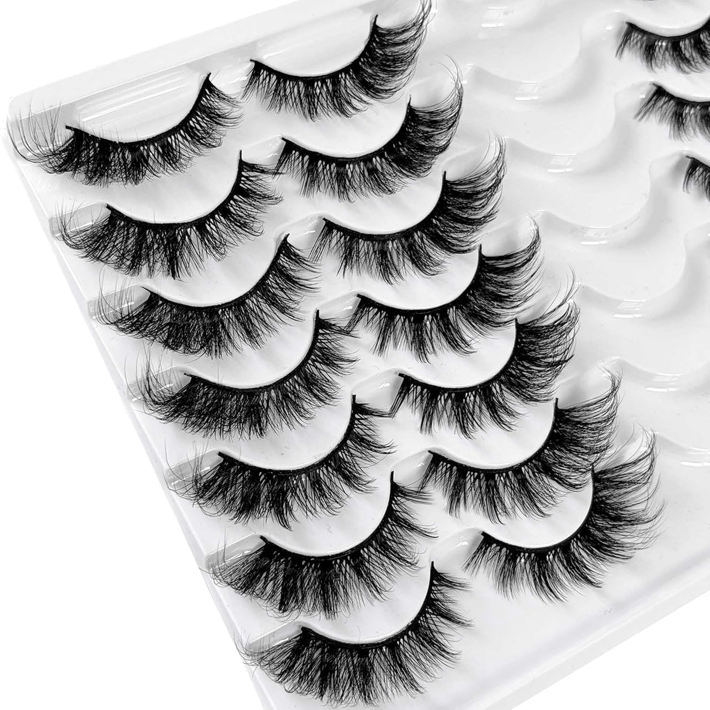 Cat Eye Lashes False Eyelashes Fluffy Volume 18Mm Strip Lashes Wispy Fake Lashes Natural Eyelashes 14 Pairs Pack 9D