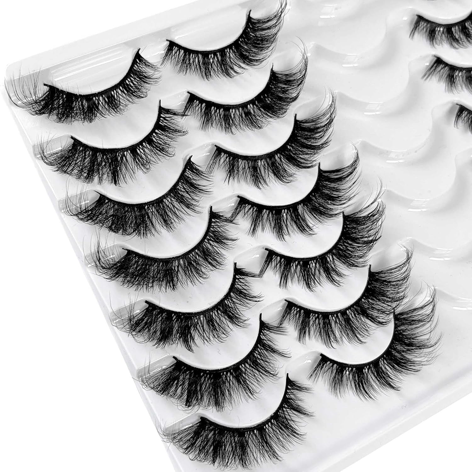 Cat Eye Lashes False Eyelashes Fluffy Volume 18Mm Strip Lashes Wispy Fake Lashes Natural Eyelashes 14 Pairs Pack 9D