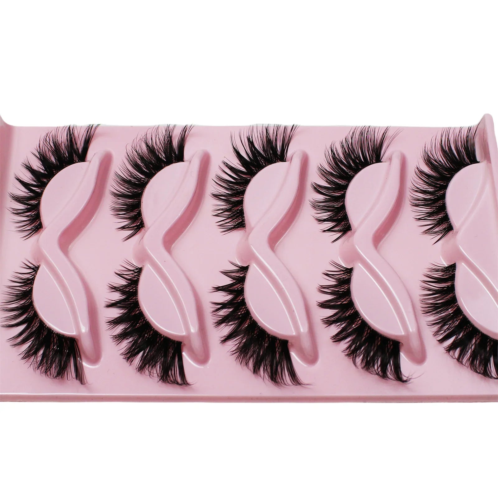 5 Pairs Cat Eye Lashes False Eyelashes Winged End Eye Elongated Eyelashes Fake Lashes Soft Natural Long Full Strip Lashes