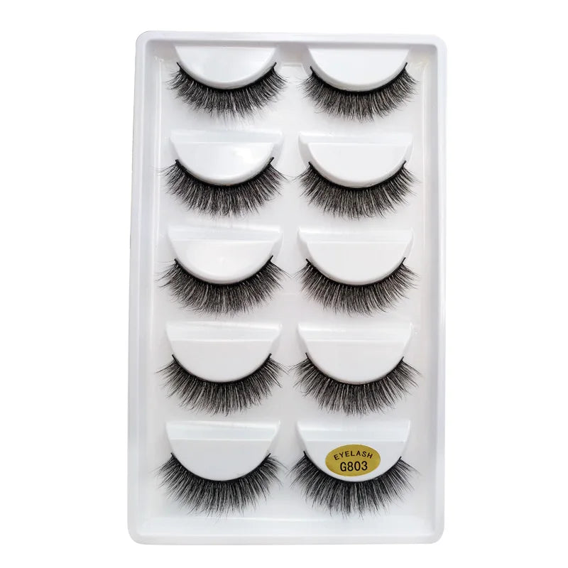 Sexy 5 Pairs Mink Eyelashes 3D Faux Lashes Thick Crisscross Makeup False Eyelash Extension Natural Volume Soft Eye Lashes G800