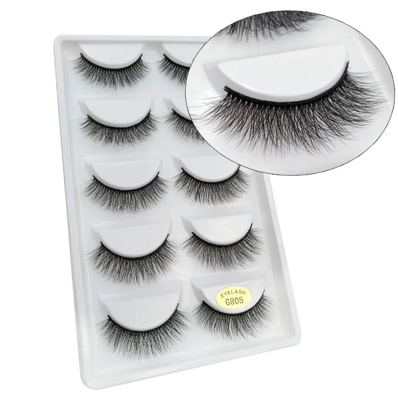 Sexy 5 Pairs Mink Eyelashes 3D Faux Lashes Thick Crisscross Makeup False Eyelash Extension Natural Volume Soft Eye Lashes G800