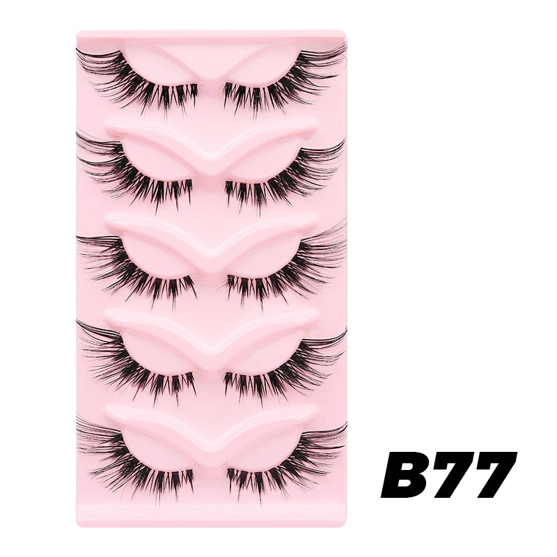 Cat Eye Lashes 10Pairs False Eyelashes Natural Eyelashes Anime Winged Clear Band Lashes Fake Eyelash Manga Lashes Makeup