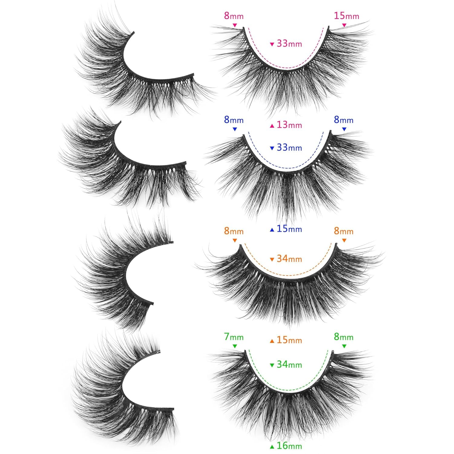 20 Pairs Natural Lashes Wispy False Eyelashes 15-17MM Lashes Natural Look 3D Cat Eye Eyelashes That Look like Extensions, 4 Styles Mixed