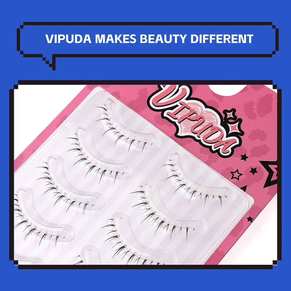 Lower Lashes 5 Pairs Clear Band Bottom Lashes Natural Wispy Handmade under Eye Lashes Extensions Soft Fake Lashes Pack