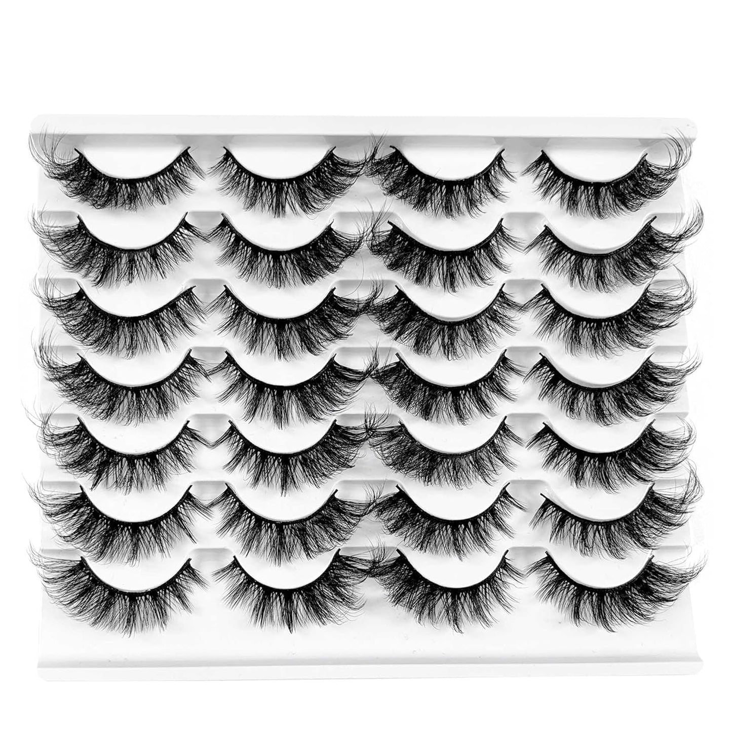 Cat Eye Lashes False Eyelashes Fluffy Volume 18Mm Strip Lashes Wispy Fake Lashes Natural Eyelashes 14 Pairs Pack 9D