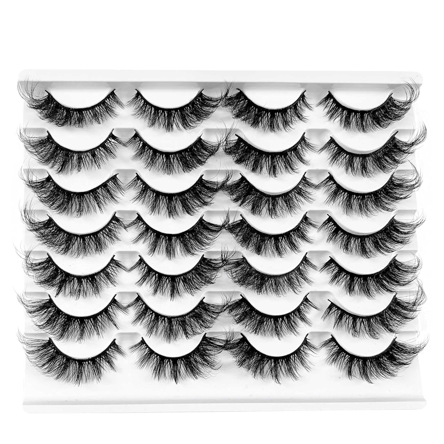 Cat Eye Lashes False Eyelashes Fluffy Volume 18Mm Strip Lashes Wispy Fake Lashes Natural Eyelashes 14 Pairs Pack 9D