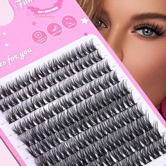 DIY Cluster Eyelash Extensions 110Pcs Individual Lashes Black Natural D Curl Faux Mink Lashes 10-14Mm Mix Length Clusters False Eyelashes for Women and Girls