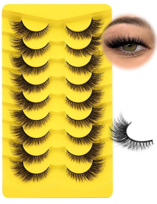 Natural Lashes Cat Eye False Eyelashes Wispy Mink Lashes That Look like Extensions Fox Eye Lashes 9 Pairs by