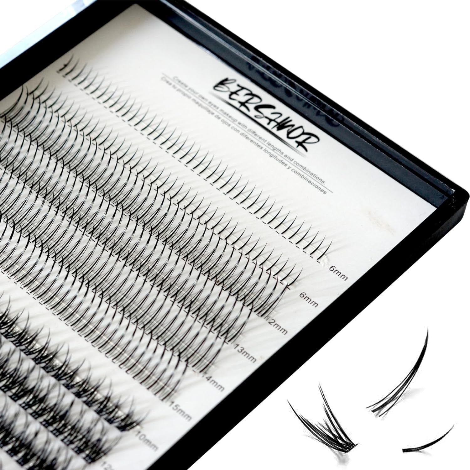 Bluesmurfs Individual False Lash DIY Eyelash Extensions 348 Clusters Lashes CD Curl Long Lashes Volume Individual Lashes Mixed Tray Faux Mink Fake Eyelashes Top Bottom Lashes DIY at Home (6-15Mm MIX)