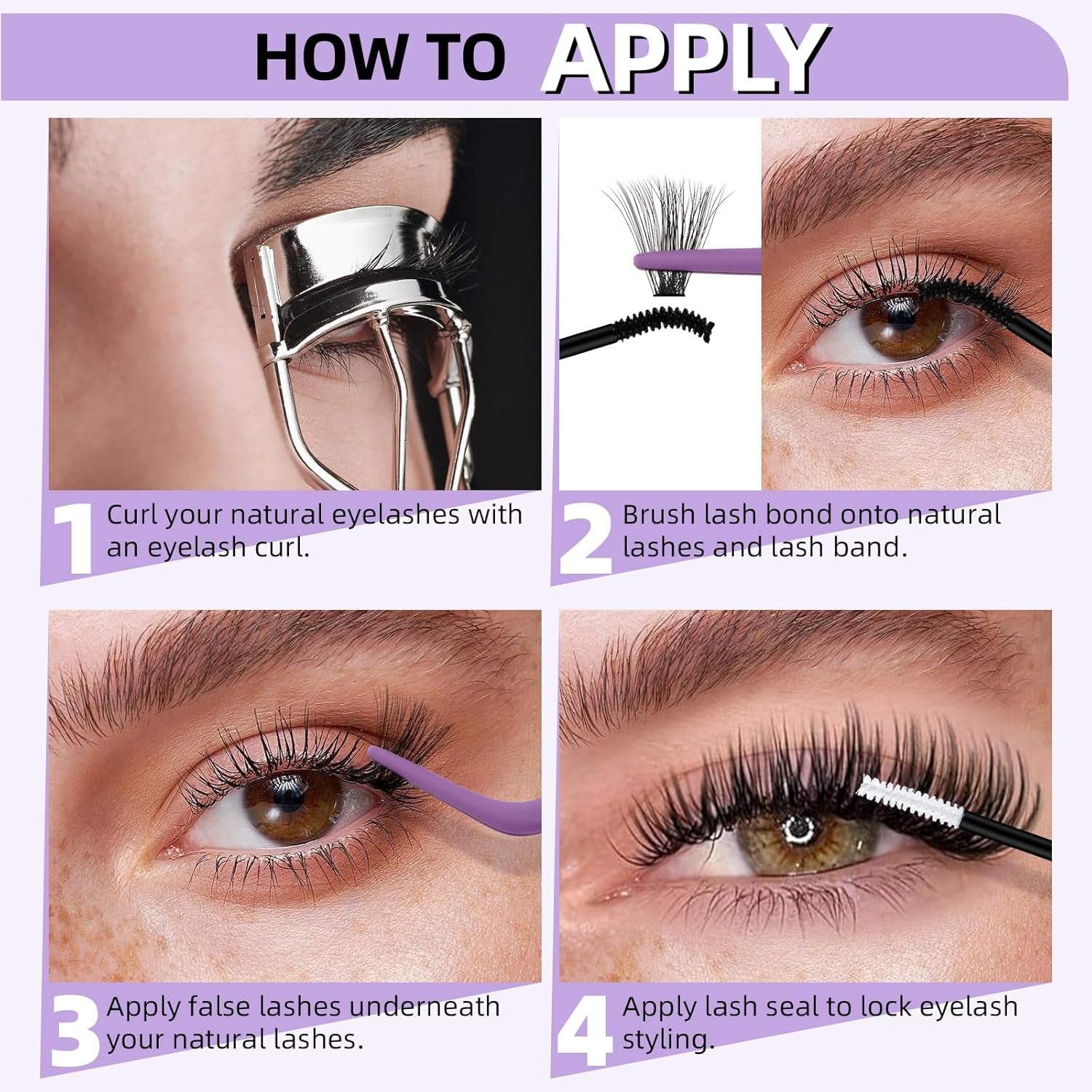 Cat Eye Lash Clusters Kit Wispy Lash Extension Kit D Curl Eyelash Clusters Kit Left & Right Cluster Eyelash Extensions 200PCS Cluster Lashes Kit with Lash Bond and Seal&Tweezer（Kit-Cat Eye 60D+80D）