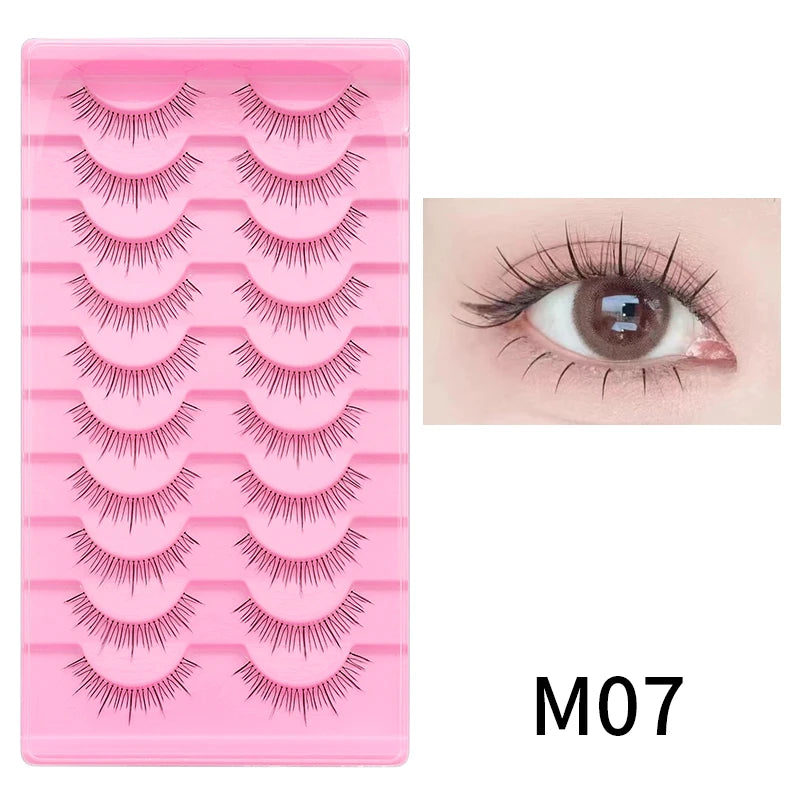 Cat Eye Lashes 10Pairs False Eyelashes Natural Eyelashes Anime Winged Clear Band Lashes Fake Eyelash Manga Lashes Makeup
