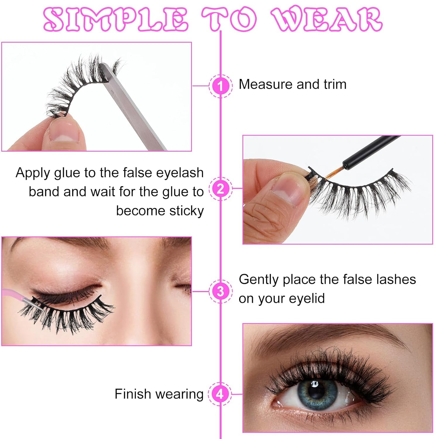 20 Pairs Fluffy Lashes False Eyelashes Mink Eyelashes 3D Volume Faux Mink Cat Eye Lashes Pack 4 Styles Mixed Natural Look Wispy Lashes Long Faux Eyelashes Adhesives Makeup Accessories for Women