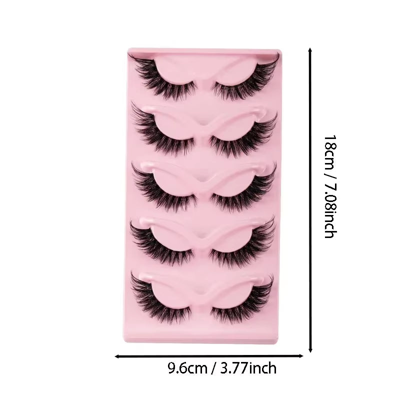 5 Pairs Cat Eye Lashes Faux Mink Eyelashes Natural Long Manga Lashes Winged End Eye Elongated Eyelashes Fake Lashes Makeup