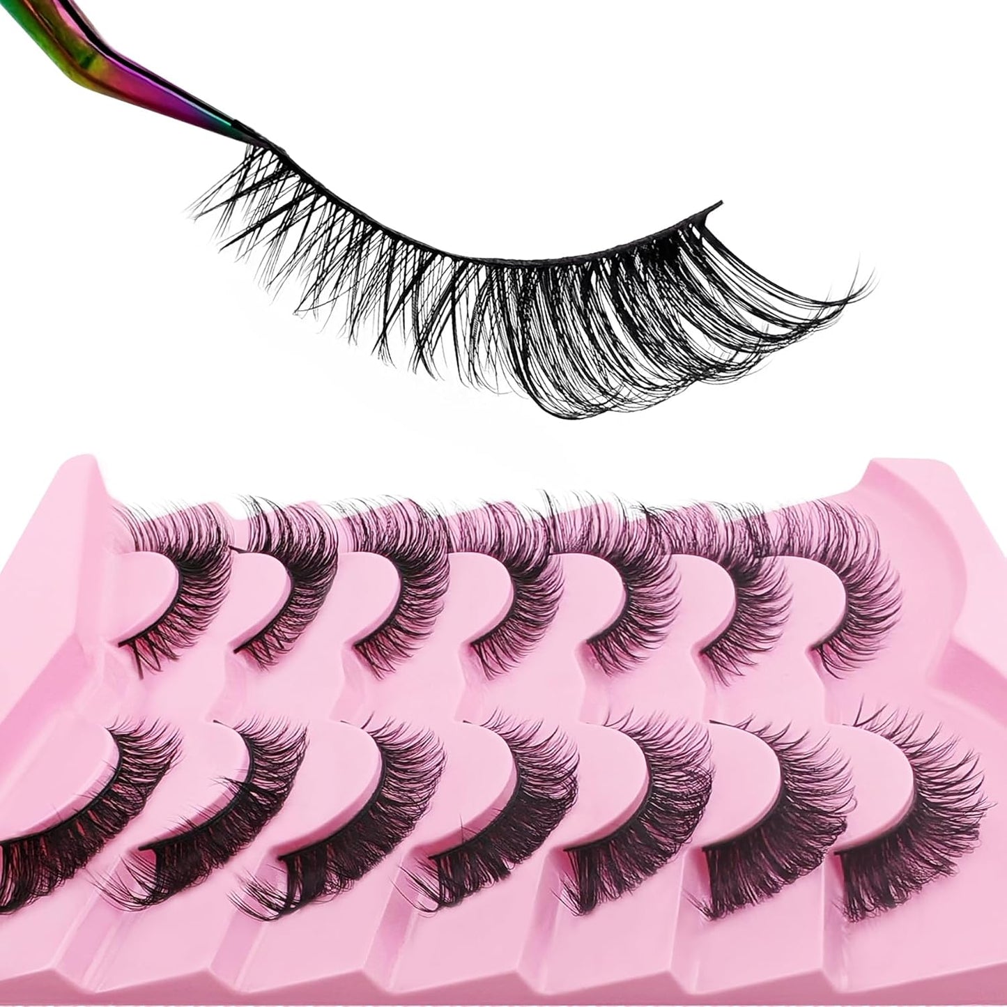 7 Pairs Fox Eye Lashes Flu-Ffy 20Mm Cat-Eye Lashes Curly Volume Eyelashes Faux Mink Lashes That Look like Extensions Lashes Wispy False Eyelashes Natural Look(Fox-16)