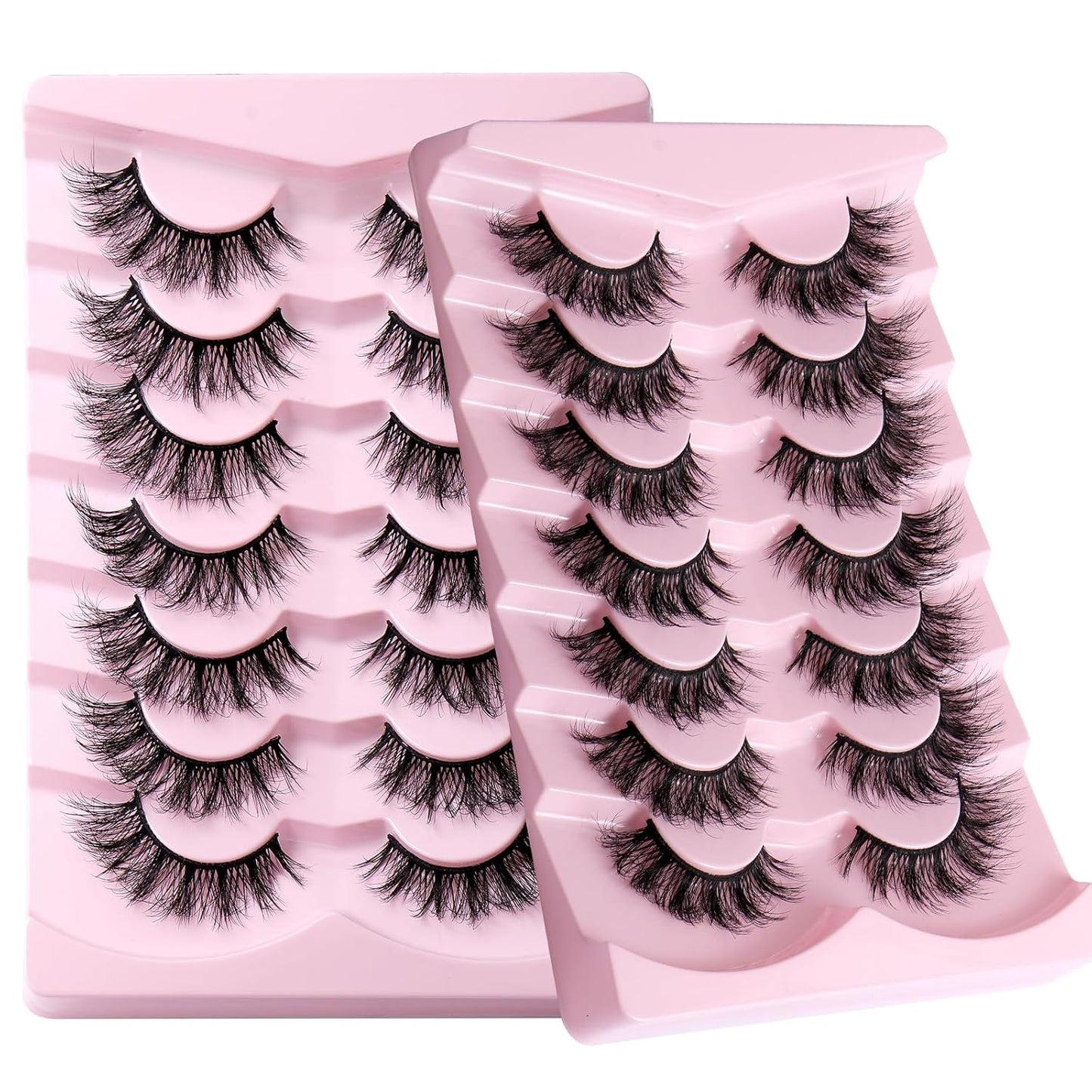 Cat Eye False Eyelashes 14 Pairs 6D Volume Natural Look Fluffy Wispy Lashes 17Mm Eye Lash Extensions Strip Fake Eyelashes Pack
