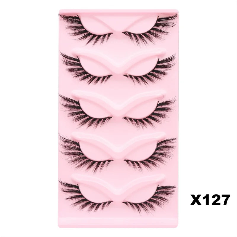 Cat Eye Lashes 10Pairs False Eyelashes Natural Eyelashes Anime Winged Clear Band Lashes Fake Eyelash Manga Lashes Makeup