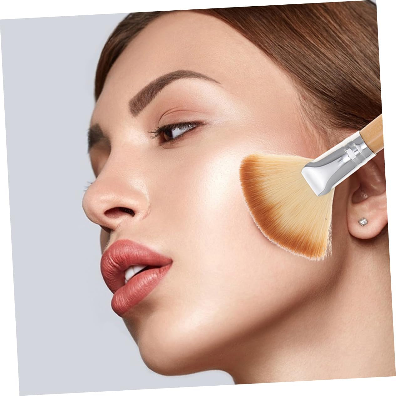 Blush Brush Set for Highlighter and Nose Shadow 4Pcs Dual-Ended Makeup Brush Large Fan Shape Soft and Gentle on Skin