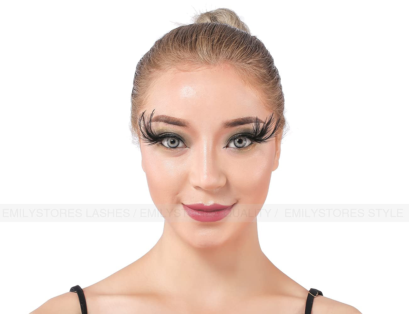 EMILYSTORES Black-Wing Faux-Feather Costume Eye Lashes for Halloween, Dramatic Eyelashes, Party Looking, 1 Pair