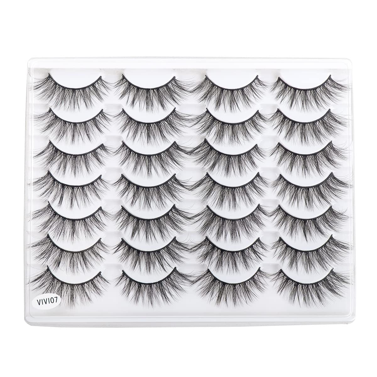 Lashes Cat Eye Lashes False Eyelashes Faux Mink Wispy Lashes 3D Cross Fluffy Eyelashes 14 Pairs Multipack (Long)