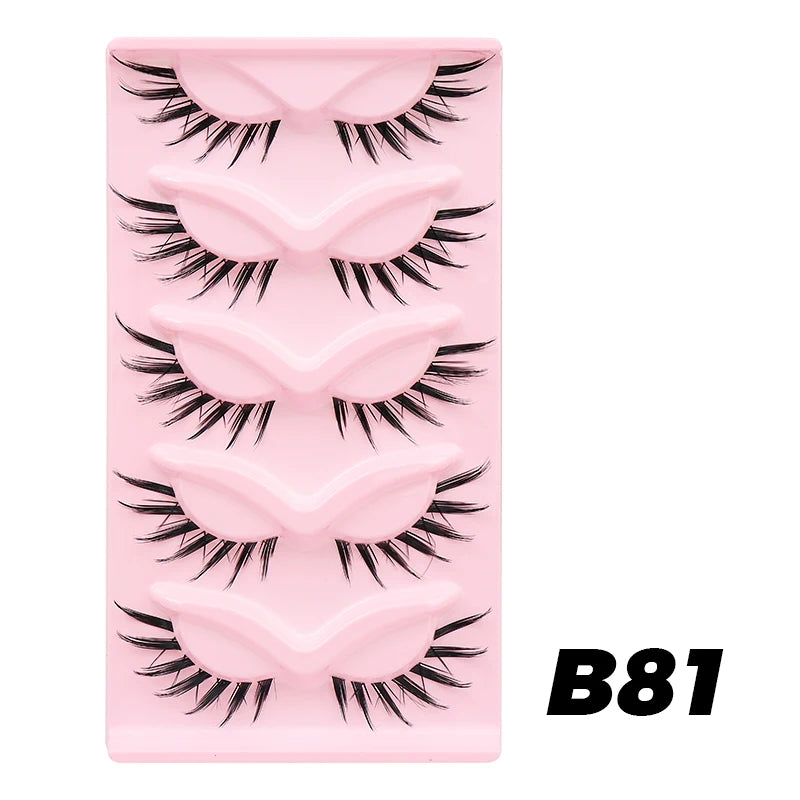 Cat Eye Lashes 10Pairs False Eyelashes Natural Eyelashes Anime Winged Clear Band Lashes Fake Eyelash Manga Lashes Makeup