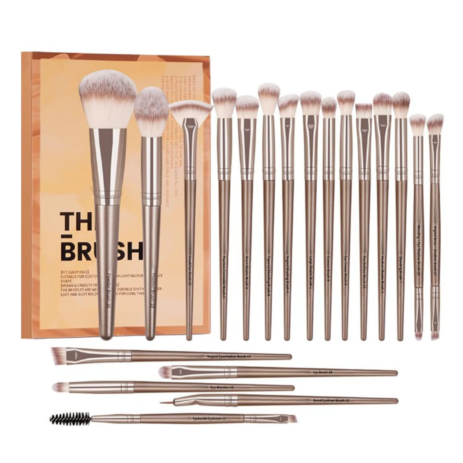 Travel Makeup Brush Set, 20Pcs Makeup Brushes, Concealers Eye Shadows Makeup Brushes Set,Coffee Brown Soft Skin Friendly Delicate Makeup Brush Full Set Beauty To,Brush Eye Makeup Tool