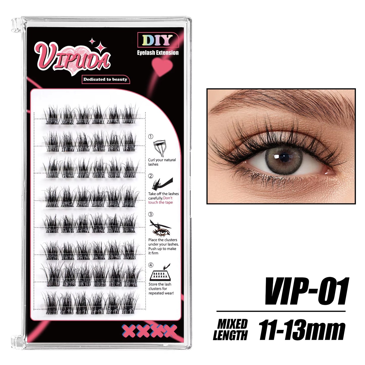 Self Adhesive Cluster Lashes Press on No Glue Needed Segmented Eyelashes Reusable DIY Individual Eyelash Extension