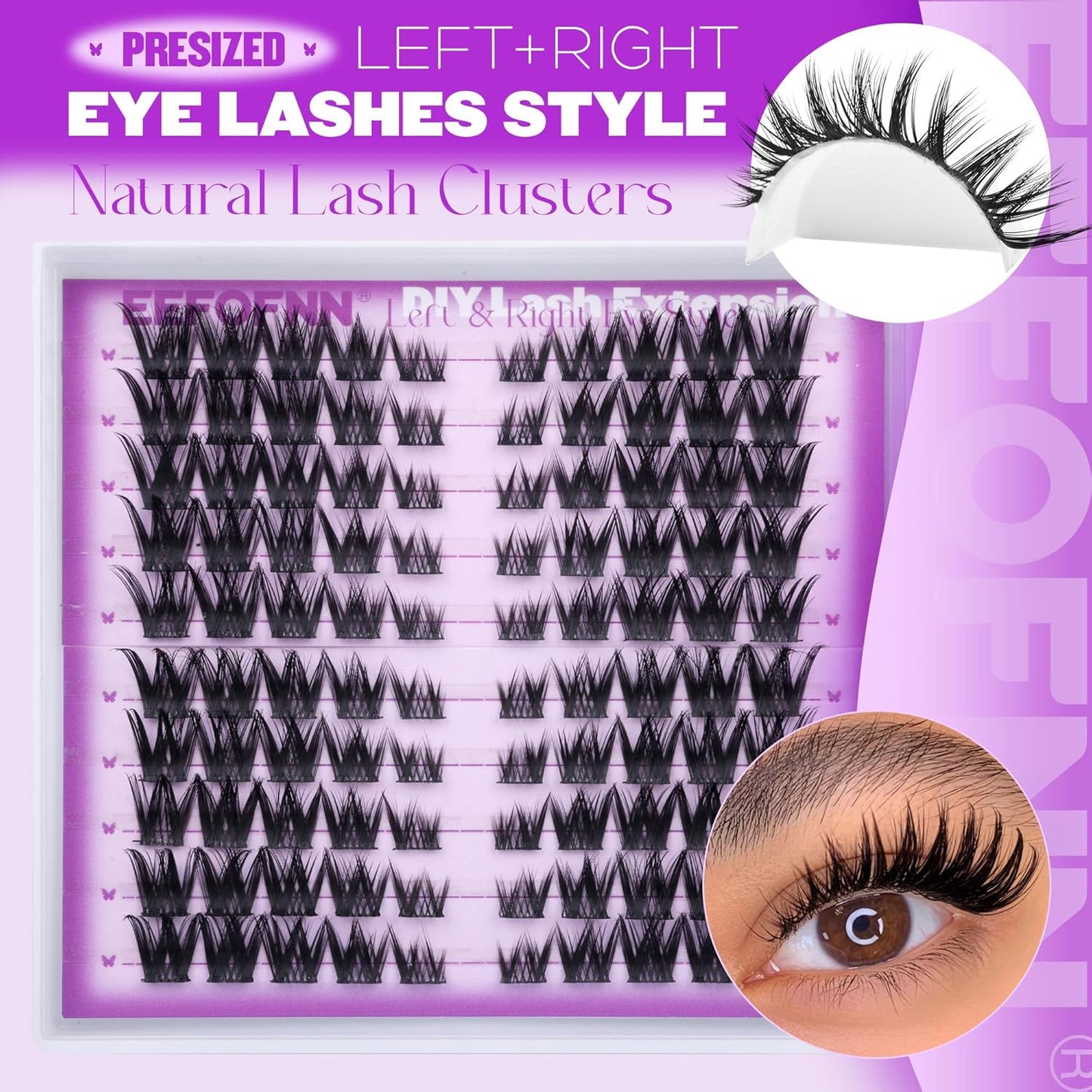 Wispy Cluster Lashes CD Curly Eyelash Clusters Natural Lash Extension Left + Right Cat Eye Lashes Manga Lash Clusters 8-16Mm Lash Extension Volume Cluster Eyelash Extensions DIY at Home