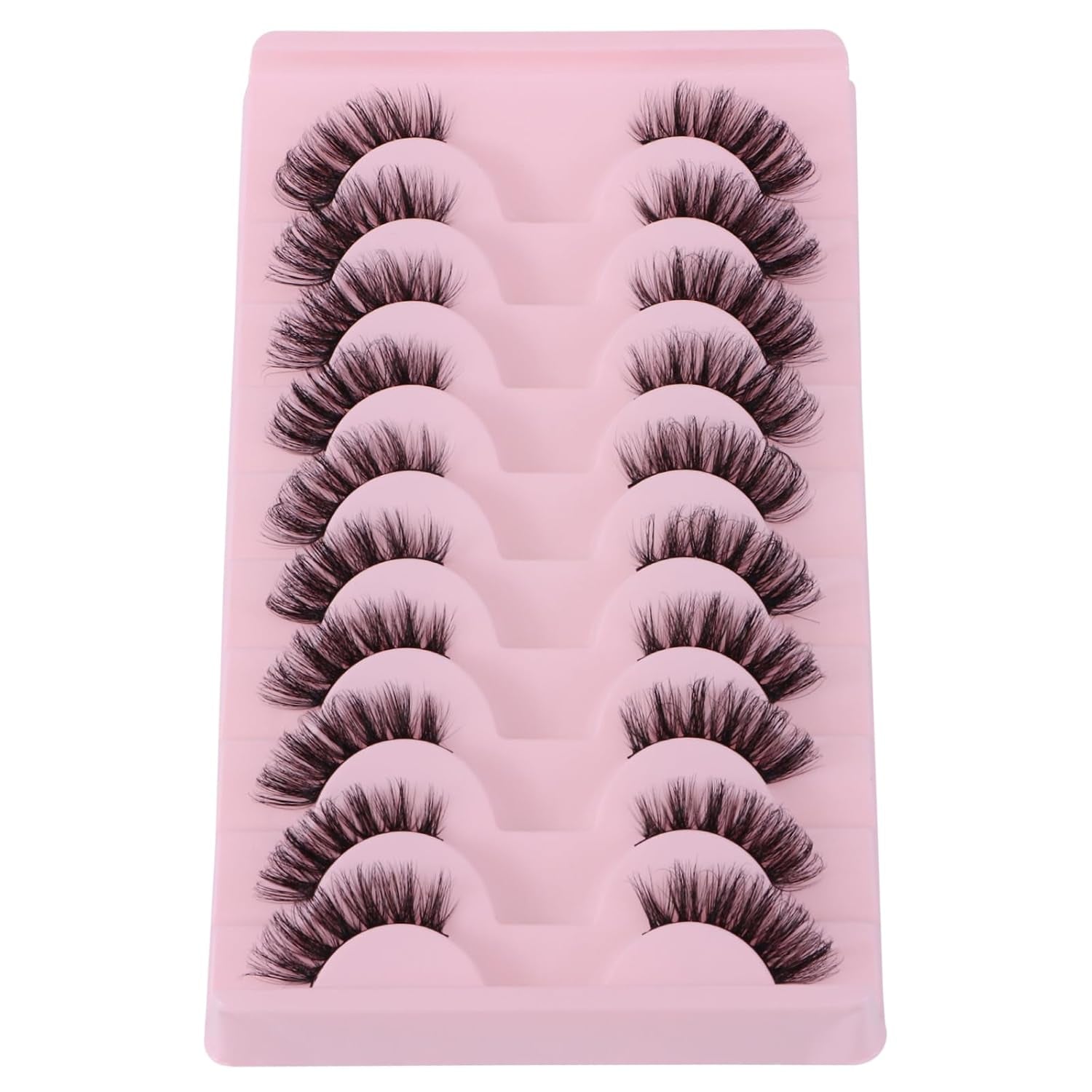10 Pairs Half Lashes 3D Multi-Layers Fluffy Cat Eye Lashes Clear Band Natural Look False Eyelashes That Look like Extensions 15Mm Curl Volume Lashes Reusable (A2)
