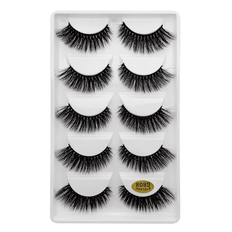 Sexy 5 Pairs Mink Eyelashes 3D Faux Lashes Thick Crisscross Makeup False Eyelash Extension Natural Volume Soft Eye Lashes G800