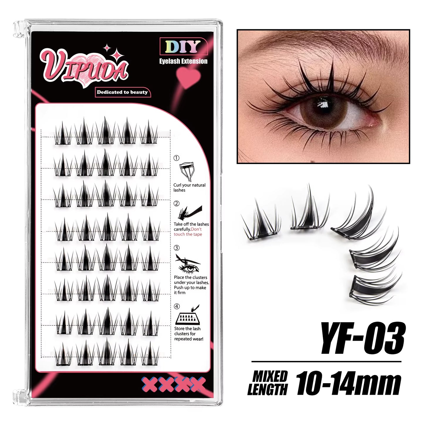 Self Adhesive Cluster Lashes Press on No Glue Needed Segmented Eyelashes Reusable DIY Individual Eyelash Extension