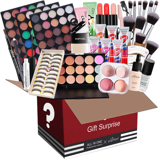 Professional Makeup Set - Full Cosmetic Kit with Makeup Bag, Eyeshadow Palette, Makeup Brushes, Lipstick, Lip Gloss, Foundation, Concealer, 50Pcs
