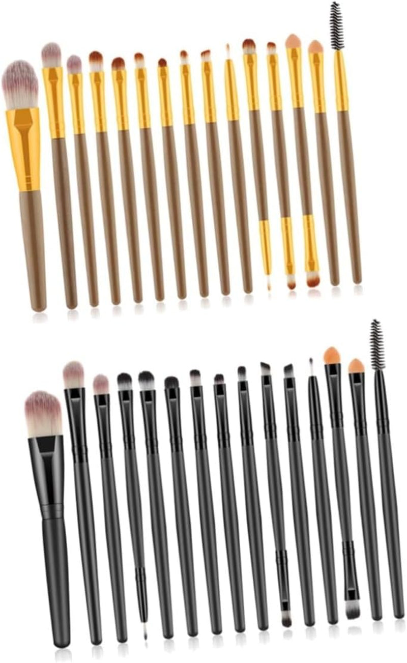 15Pcs Cosmetics Brush Set with Wooden Handle Pink and White Nylon Bristles Includes Powder and Blush Brushes for Makeup Application 185 Brown Handle