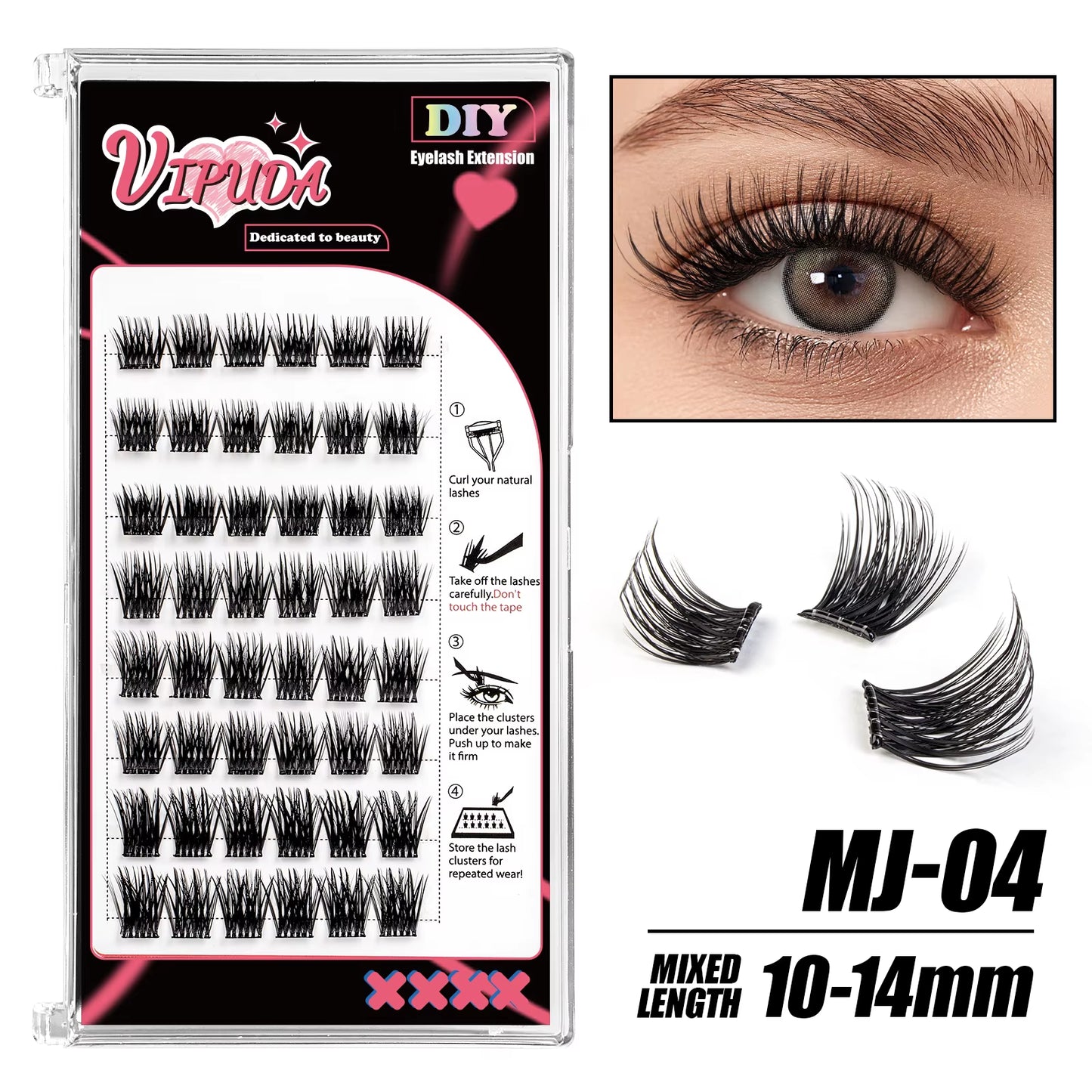 Self Adhesive Cluster Lashes Press on No Glue Needed Segmented Eyelashes Reusable DIY Individual Eyelash Extension