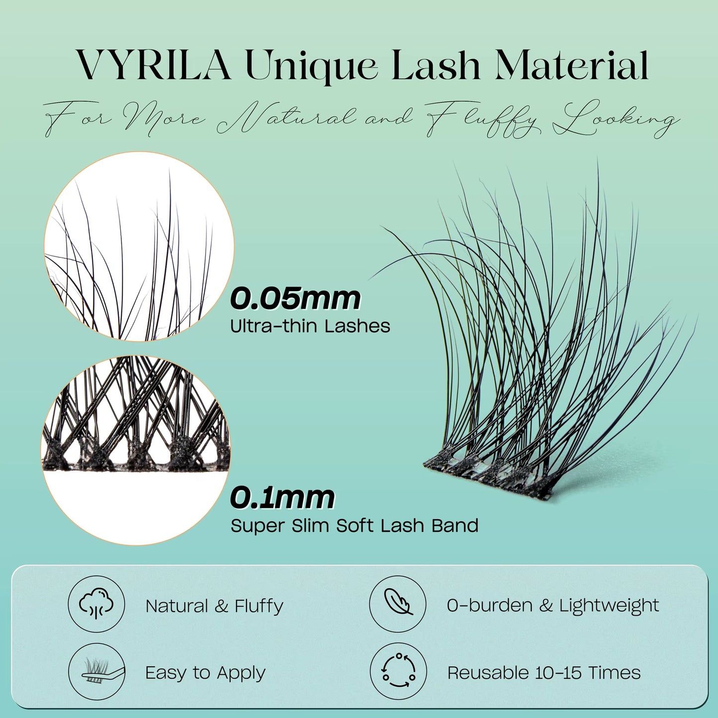 Individual Lashes Cluster C Curl Mix Lash Clusters 3D Wispy DIY Eyelash Extension 0.1Mm Super Thin Band Resuable Natural Lashes
