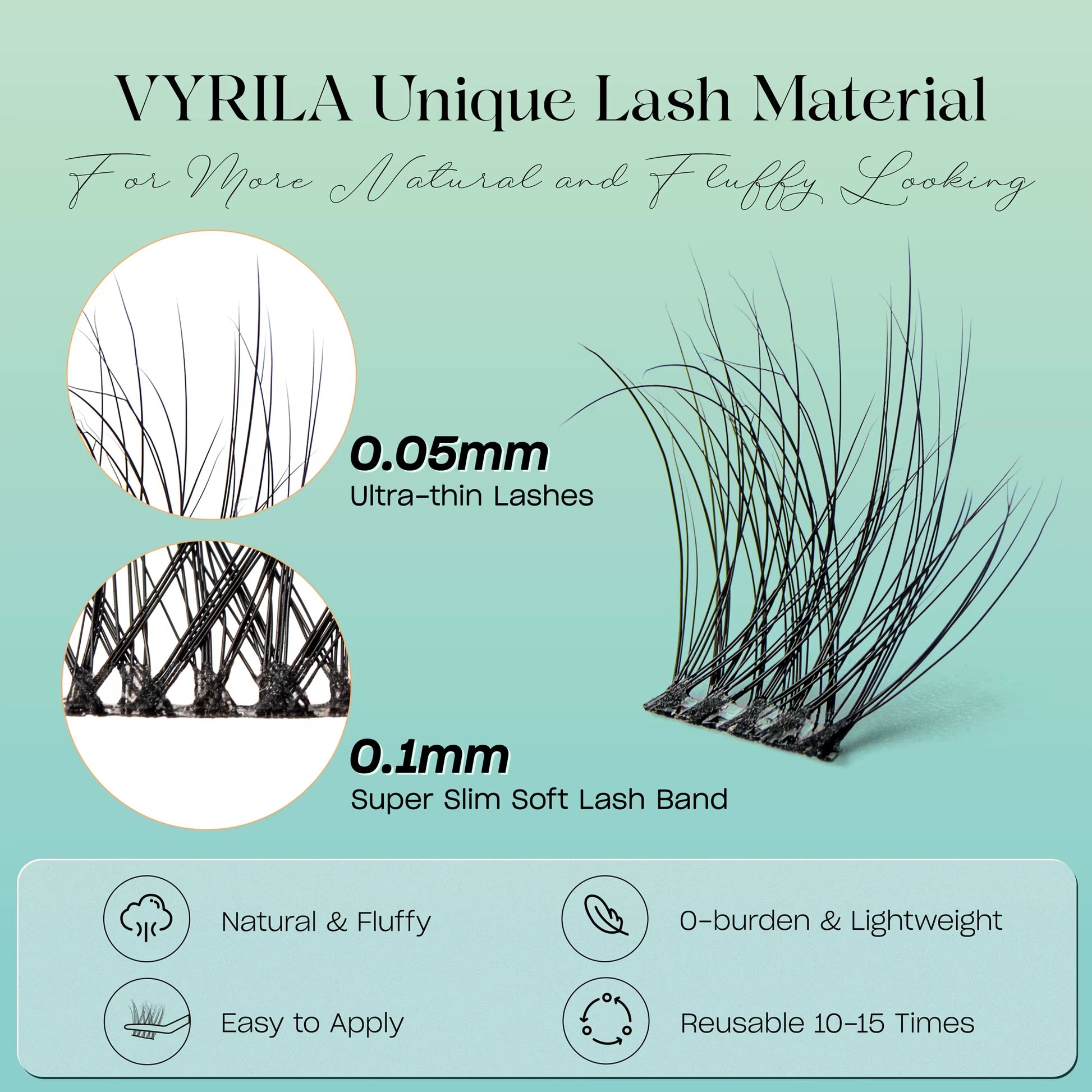 Individual Lashes Cluster C Curl Mix Lash Clusters 3D Wispy DIY Eyelash Extension 0.1Mm Super Thin Band Resuable Natural Lashes