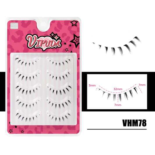Lower Lashes 5 Pairs Clear Band Bottom Lashes Natural Wispy Handmade under Eye Lashes Extensions Soft Fake Lashes Pack