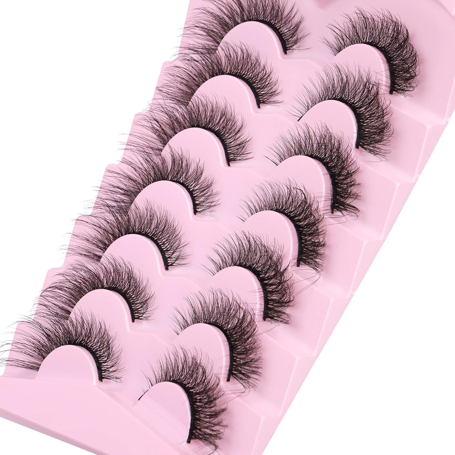 Cat Eye Lashes Natural Look Fluffy Wispy False Eyelashes Pack 20MM 3D Mink Lashes Fluffy Natural False Lashes 7 Pairs by
