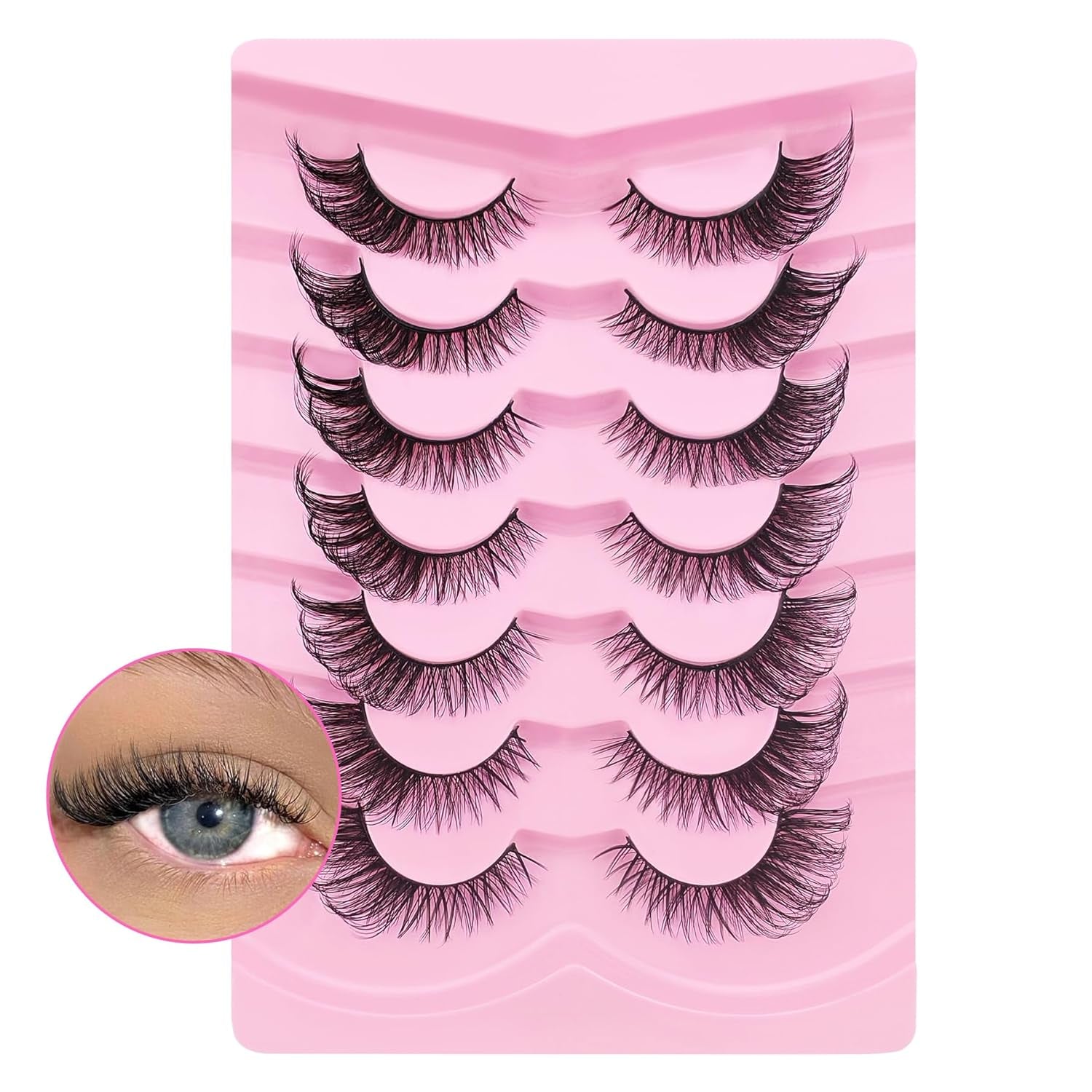 7 Pairs Fox Eye Lashes Flu-Ffy 20Mm Cat-Eye Lashes Curly Volume Eyelashes Faux Mink Lashes That Look like Extensions Lashes Wispy False Eyelashes Natural Look(Fox-16)