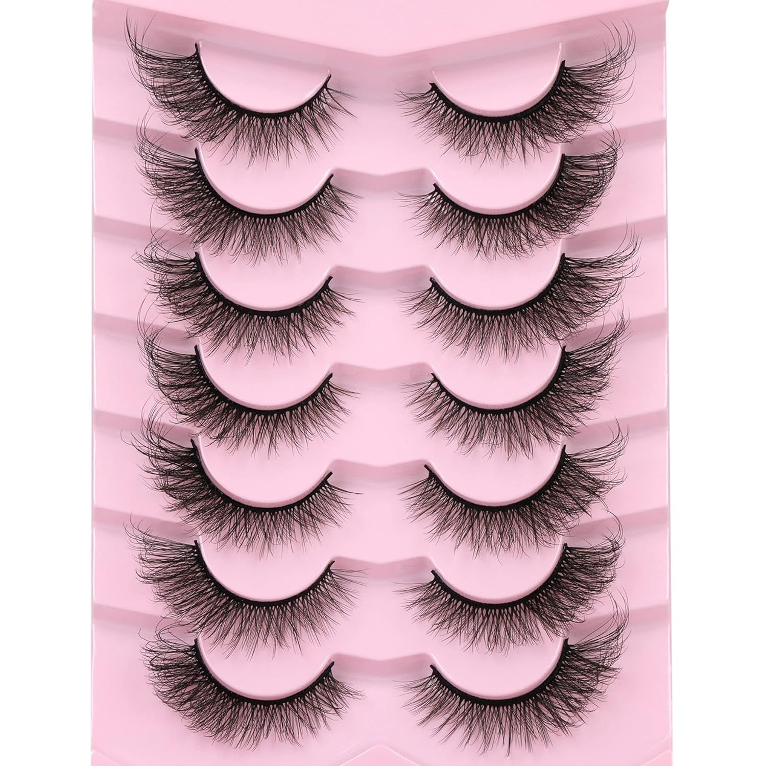 Cat Eye Lashes Natural Look Fluffy Wispy False Eyelashes Pack 20MM 3D Mink Lashes Fluffy Natural False Lashes 7 Pairs by