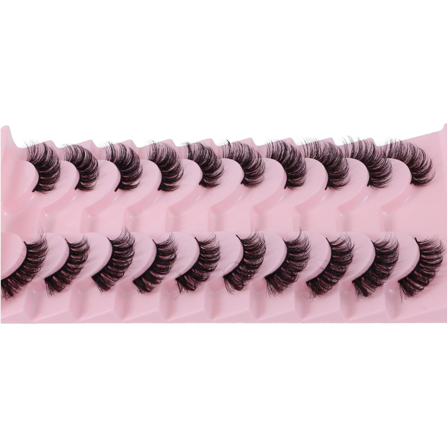 10 Pairs Half Lashes 3D Multi-Layers Fluffy Cat Eye Lashes Clear Band Natural Look False Eyelashes That Look like Extensions 15Mm Curl Volume Lashes Reusable (A2)
