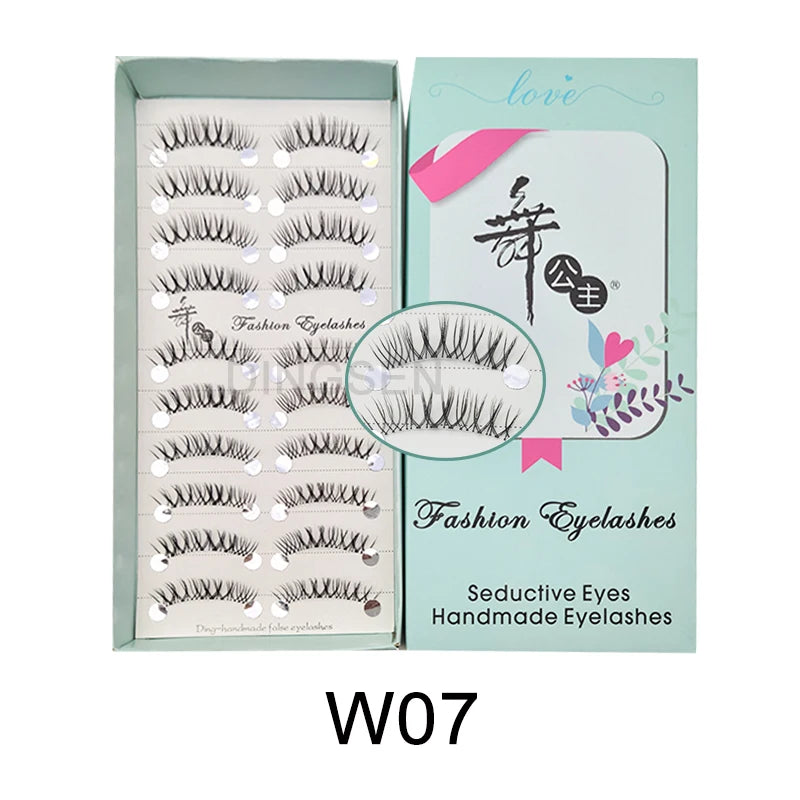 Cat Eye Lashes 10Pairs False Eyelashes Natural Eyelashes Anime Winged Clear Band Lashes Fake Eyelash Manga Lashes Makeup