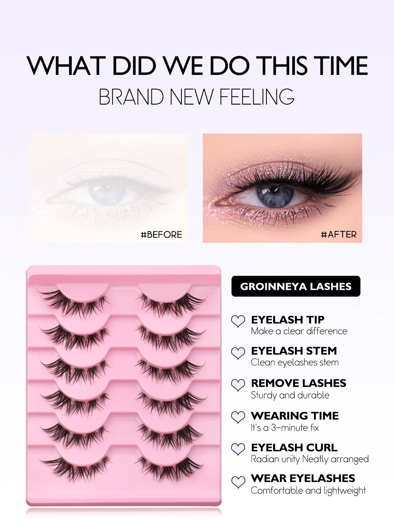 Cat Eye Lashes Faux Mink Eyelashes Fake Lashes Natural Look Wispy Winged End Eye Elongated Eyelashes