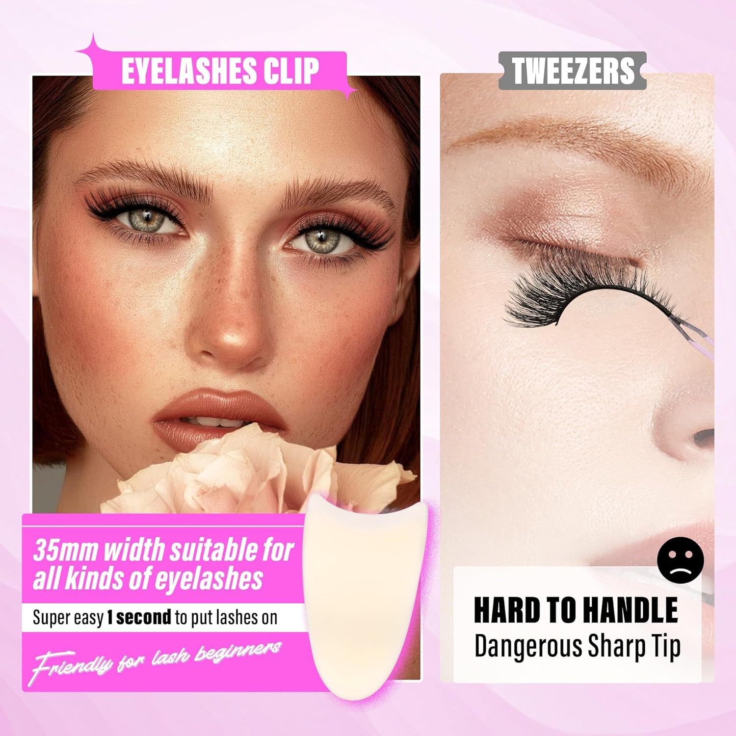Self Adhesive Eyelashes Natural No Glue Needed Eyelashes Cat Eye Lashes Wispy Self Adhesive Lashes Fluffy Strip Lashes without Eyeliner Reusable Wispy Self-Adhesive Lashes with Lash Clip and Tweezers
