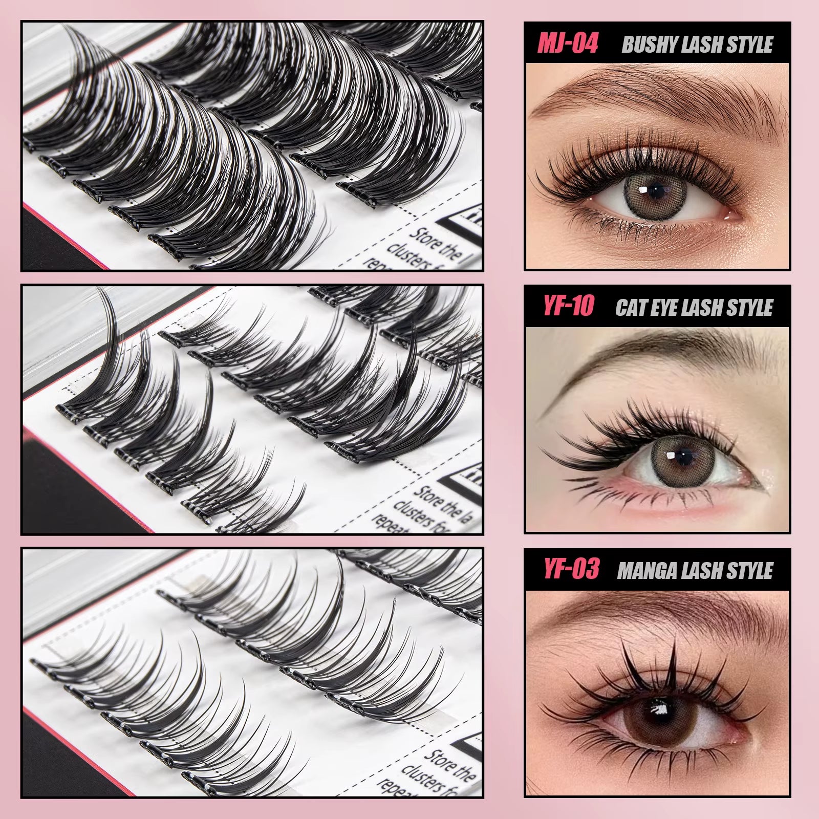 Self Adhesive Cluster Lashes Press on No Glue Needed Segmented Eyelashes Reusable DIY Individual Eyelash Extension