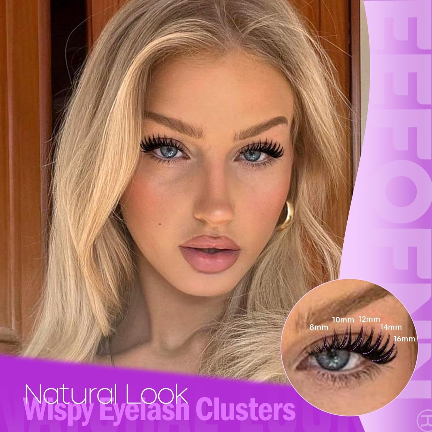 Wispy Cluster Lashes CD Curly Eyelash Clusters Natural Lash Extension Left + Right Cat Eye Lashes Manga Lash Clusters 8-16Mm Lash Extension Volume Cluster Eyelash Extensions DIY at Home