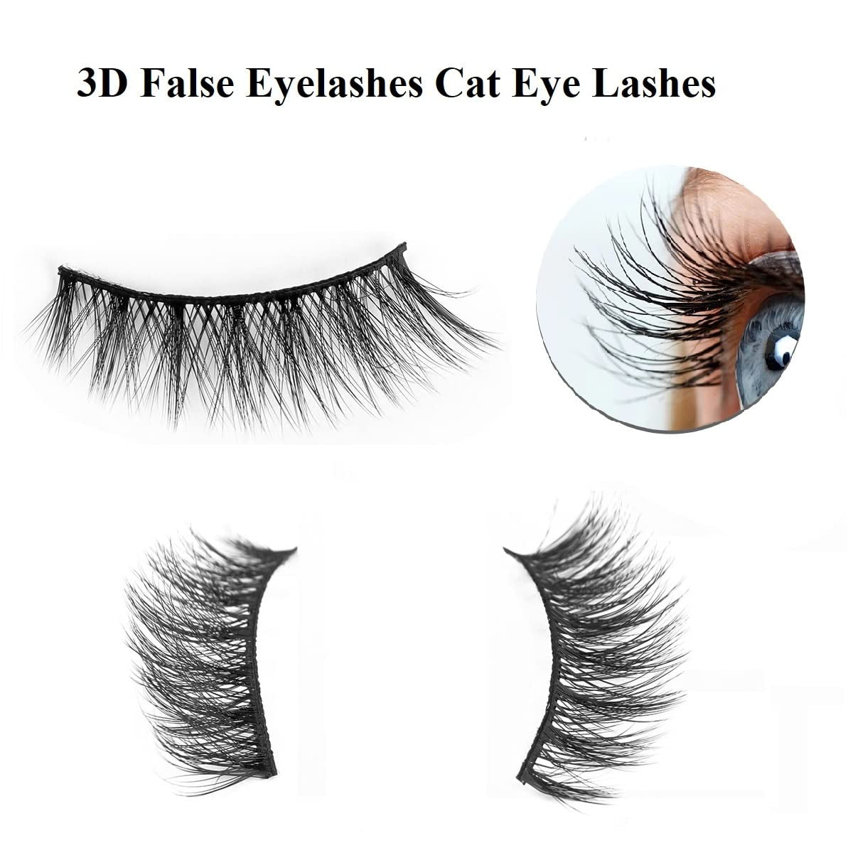 Lashes Cat Eye Lashes False Eyelashes Faux Mink Wispy Lashes 3D Cross Fluffy Eyelashes 14 Pairs Multipack (Long)