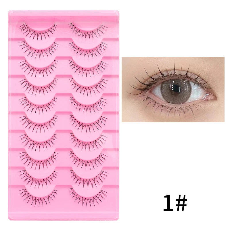 Cat Eye Lashes 10Pairs False Eyelashes Natural Eyelashes Anime Winged Clear Band Lashes Fake Eyelash Manga Lashes Makeup